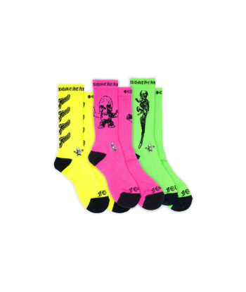 Chaussettes Chrome Hearts Foti (paquet de 3) Rose fluo/Jaune/Vert acheter