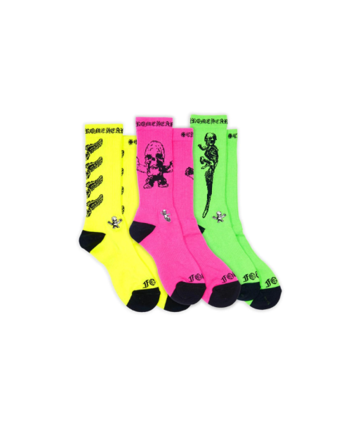 Chaussettes Chrome Hearts Foti (paquet de 3) Rose fluo/Jaune/Vert acheter