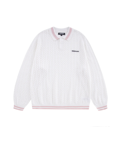 Knitwear White / Pink Knit Polo | Unknown destockage