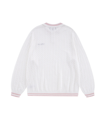 Knitwear White / Pink Knit Polo | Unknown destockage