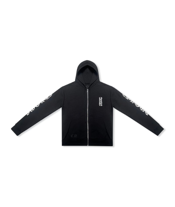 Hoodie Black Vertical Logo Zip Up | Chrome Hearts Economisez 