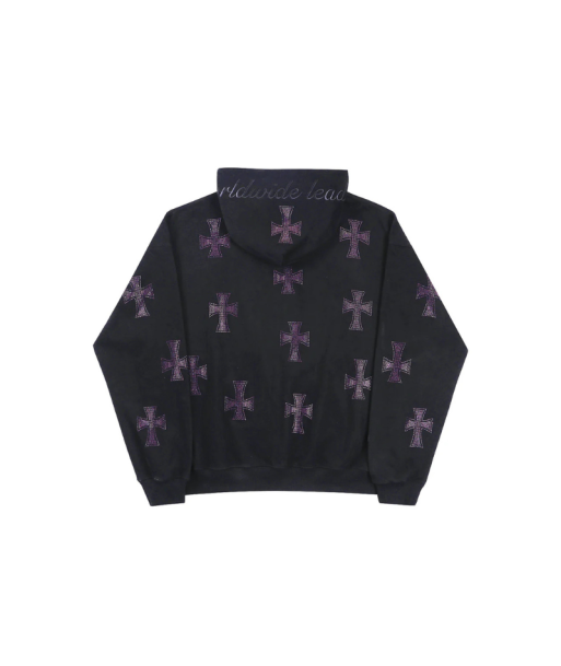 Zip Hoodie Black Purple Crosses Rhinestone  | Unknown chez Cornerstreet bien 