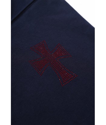 Zip Hoodie Navy/Red Crosses Rhinestone | Unknown la colonne vertébrale