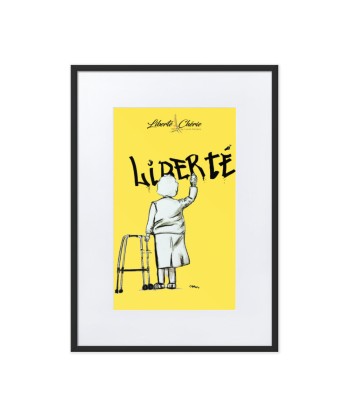 Liberté Chérie™ | Affiche Pop Art Féministe Encadrée Mamie Jaune paiement sécurisé