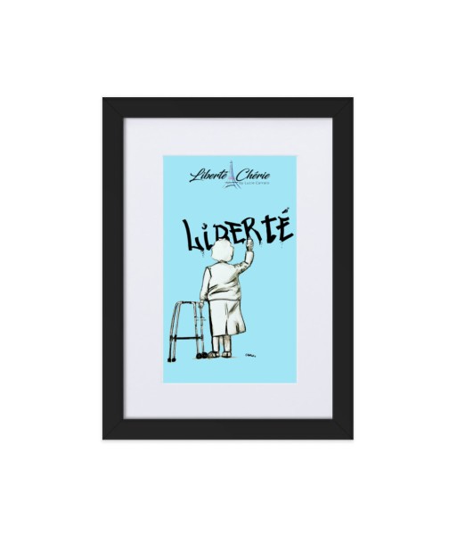 Liberté Chérie™ | Affiche Pop Art Féministe Encadrée Mamie Bleu pour bénéficier 