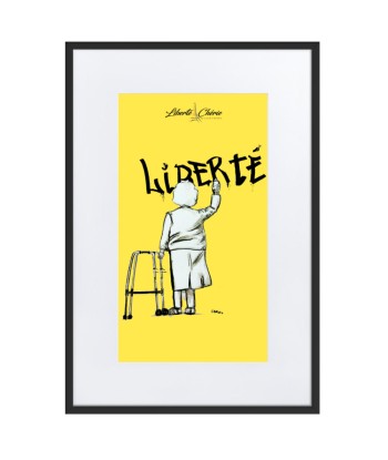 Liberté Chérie™ | Affiche Pop Art Féministe Encadrée Mamie Jaune paiement sécurisé