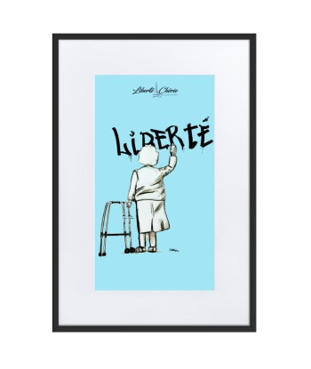 Liberté Chérie™ | Affiche Pop Art Féministe Encadrée Mamie Bleu pour bénéficier 