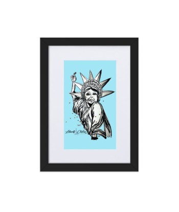 Liberté Chérie™ | Affiche Pop Art Féministe Encadrée Statut : Libéré Bleu solde