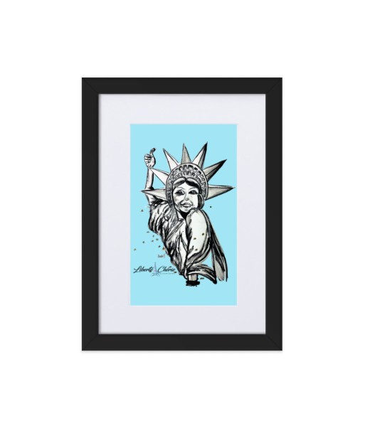 Liberté Chérie™ | Affiche Pop Art Féministe Encadrée Statut : Libéré Bleu solde