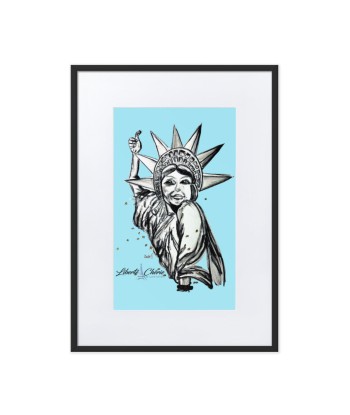 Liberté Chérie™ | Affiche Pop Art Féministe Encadrée Statut : Libéré Bleu solde