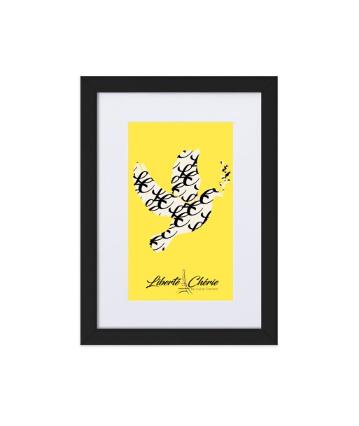 Liberté Chérie™ | Affiche Féministe Encadrée Colombe Monogramme Jaune france