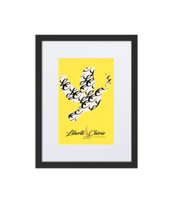 Liberté Chérie™ | Affiche Féministe Encadrée Colombe Monogramme Jaune france