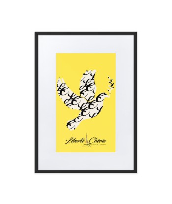 Liberté Chérie™ | Affiche Féministe Encadrée Colombe Monogramme Jaune france