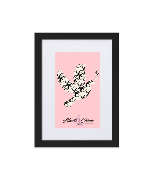 Liberté Chérie™ | Affiche Féministe Encadrée Colombe Monogramme Rose Pour