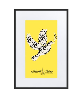 Liberté Chérie™ | Affiche Féministe Encadrée Colombe Monogramme Jaune france