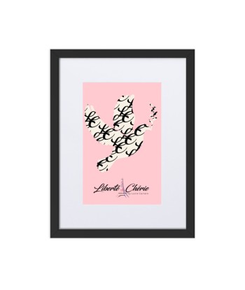 Liberté Chérie™ | Affiche Féministe Encadrée Colombe Monogramme Rose Pour