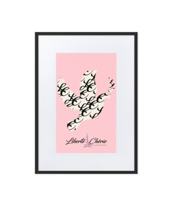 Liberté Chérie™ | Affiche Féministe Encadrée Colombe Monogramme Rose Pour