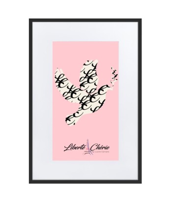 Liberté Chérie™ | Affiche Féministe Encadrée Colombe Monogramme Rose Pour