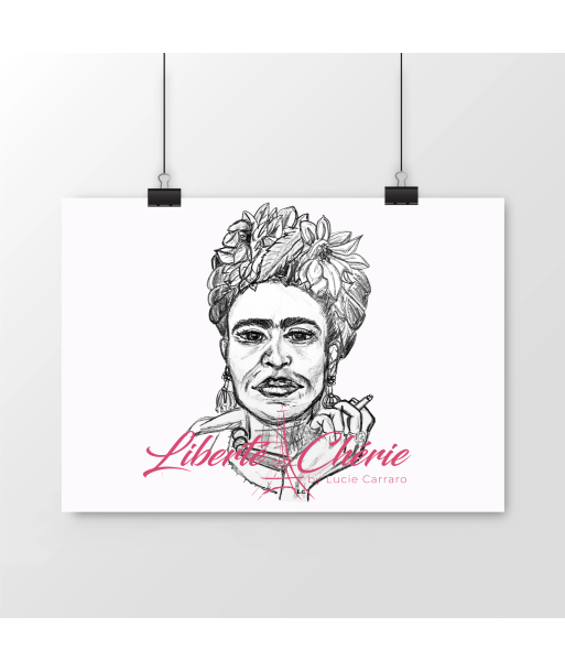 Liberté Chérie™ | Affiche Féministe Satiné Frida Pink pas cher 