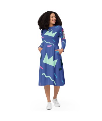 Liberté Chérie™ | Robe Féministe Midi Simone 90' bleu électrique rembourrage situé sous