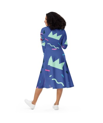 Liberté Chérie™ | Robe Féministe Midi Simone 90' bleu électrique rembourrage situé sous