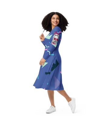 Liberté Chérie™ | Robe Féministe Midi Simone 90' bleu électrique rembourrage situé sous