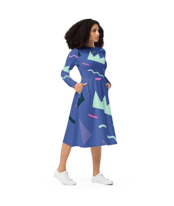 Liberté Chérie™ | Robe Féministe Midi Simone 90' bleu électrique rembourrage situé sous