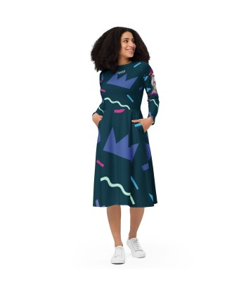 Liberté Chérie™ | Robe Féministe Midi Simone 90' Pétrole destockage