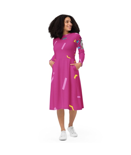 Liberté Chérie™ | Robe Féministe Midi Simone 90' Fushia les ctes