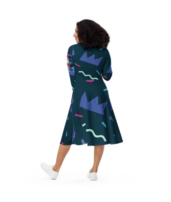 Liberté Chérie™ | Robe Féministe Midi Simone 90' Pétrole destockage