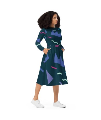 Liberté Chérie™ | Robe Féministe Midi Simone 90' Pétrole destockage