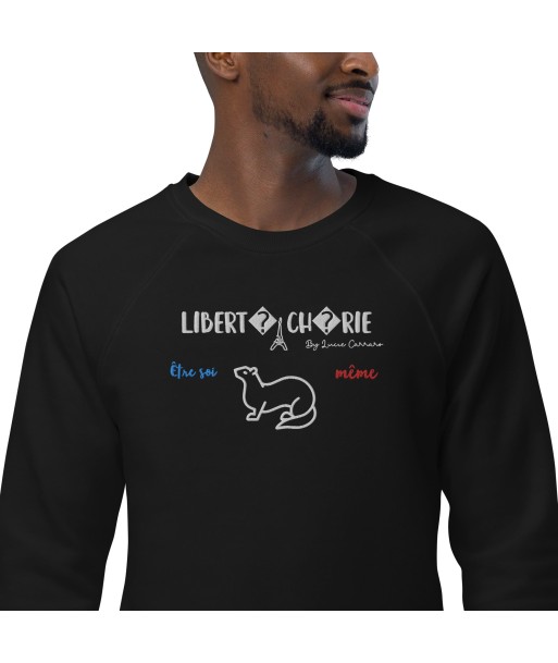 Liberté Chérie™ | Sweat Féministe Bio Raglan Être Soi-Même Fouine rembourrage situé sous