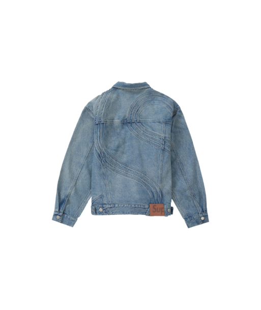 Supreme S Logo Veste Trucker en Denim Bleu Délavé france