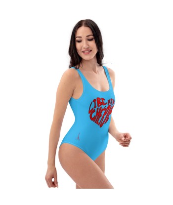 Liberté Chérie™ | Maillot De Bain Féministe Une Pièce Mon Coeur Turquoise paiement sécurisé