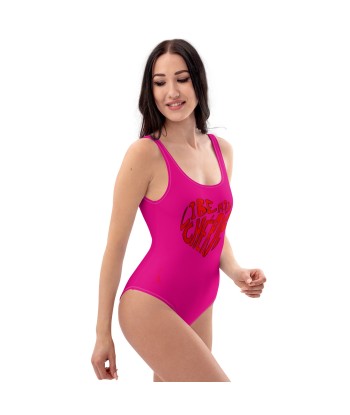 Liberté Chérie™ | Maillot De Bain Féministe Une Pièce Mon Coeur Fushia brillant des détails fins