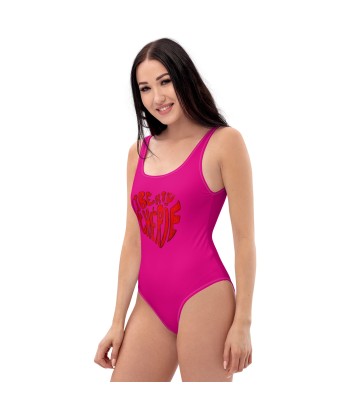 Liberté Chérie™ | Maillot De Bain Féministe Une Pièce Mon Coeur Fushia brillant des détails fins