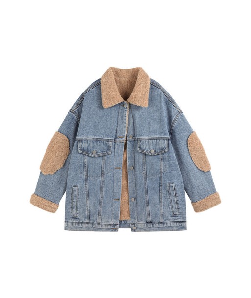 Veste ample en denim et laine d'agneau solde