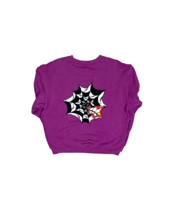 Chrome Hearts Matty Boy Purple Spider Web Crewneck Les êtres humains sont 