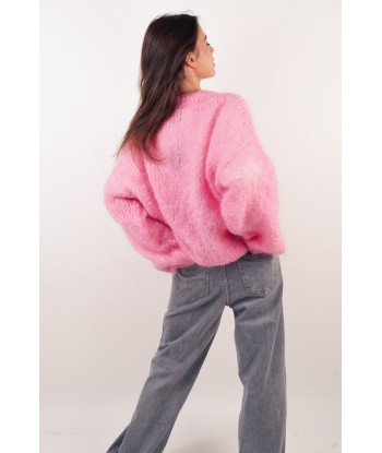 Pull Dina mohair rose brillant des détails fins