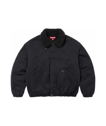 Bomber Jacket SUPREME Faux Shearling Lined Black Economisez 