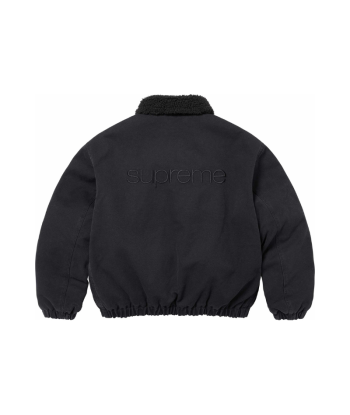 Bomber Jacket SUPREME Faux Shearling Lined Black Economisez 