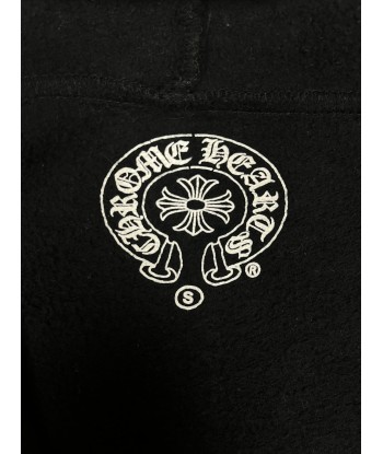 Chrome Hearts Black Cross Spellout Logo Zip Up Hoodie la livraison gratuite