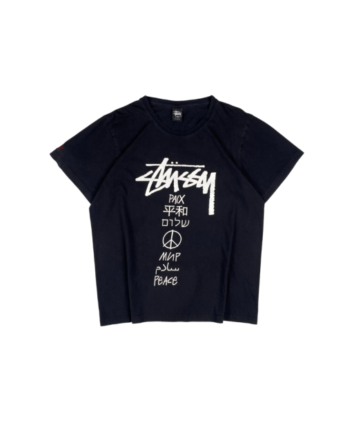 Stussy Black White Peace Logo Tee les muscles